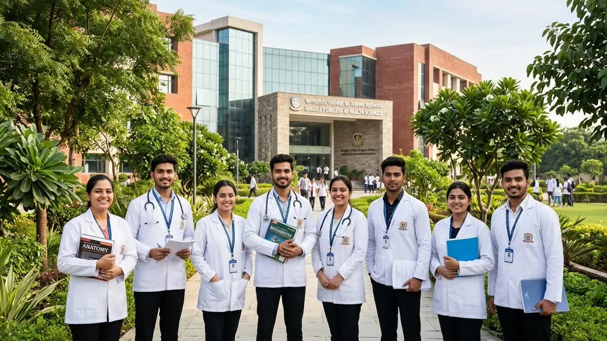 Indian students reviewing paramedical career admission guides and college prospectus at Philadelphia Mission Hospital Ambala OSPMI