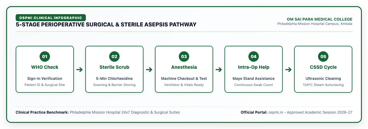 5-STAGE PERIOPERATIVE SURGICAL & STERILE ASEPSIS PATHWAY OSPMC Ambala
